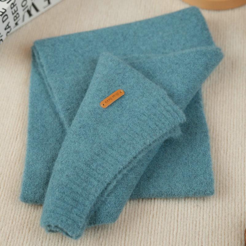 New children's scarves men's and women's hoarding neck protection knitted scarves autumn and winter solid color scarves large