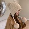 Wool Hat Women's Winter Plush Thickened Hairball Ear Protection Warm Hat Cold-proof Knitted Hat