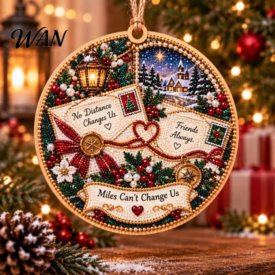 Festive Window Hanging Ornaments Friendship Christmas Ornament, Diamond Painting Pattern Decoration, Double Sided Acrylic Indoor Outdoor Decor Pendant