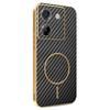 For Xiaomi Poco M7 Pro 5G Phone Case Carbon Fiber Textured Electroplated TPU Back Cover