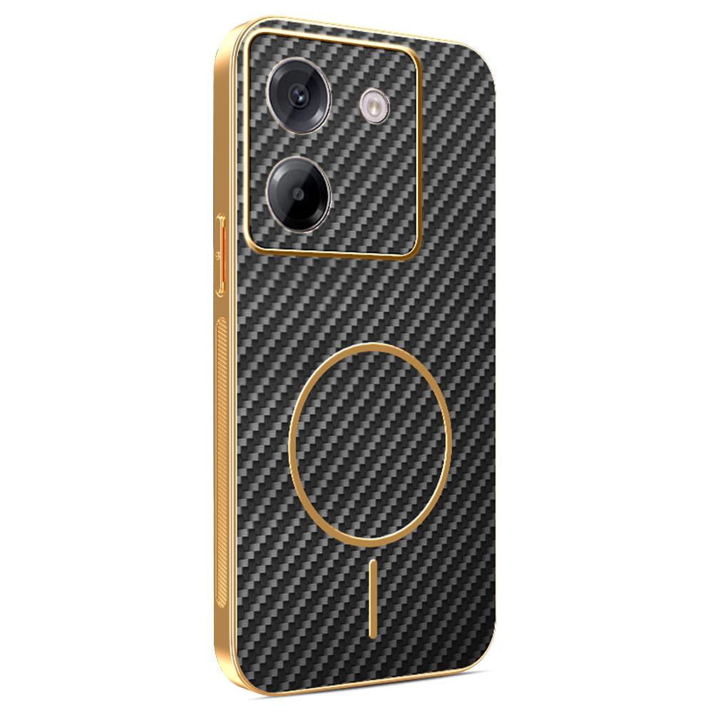 For Xiaomi Poco M7 Pro 5G Phone Case Carbon Fiber Textured Electroplated TPU Back Cover