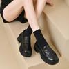 Fashion Pumps Female Slip On Square Heels Round Toe Oxford Shoes for Women Solid Leather Platform Shoes Plus Size