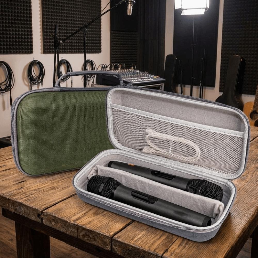 Hard Shell Microphone Storage Bag Drop Proof Water-Resistant Microphone Carrying Case Handheld Adjustable Mic Travel Bag