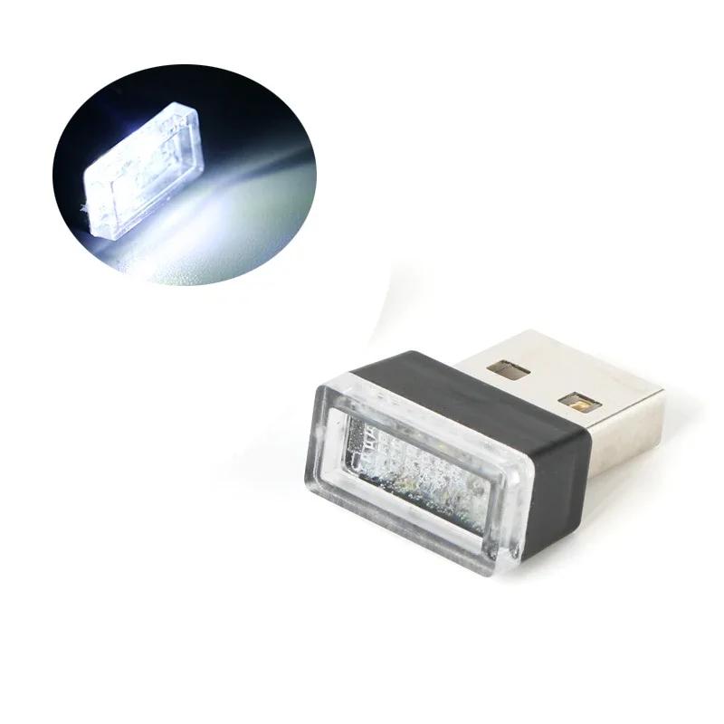 Car Mini USB LED Atmosphere Lights Decorative Lamp Blue and Red Purple White Interior Light PC Portable Plug