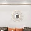 Macrame Woven Tapestry Round Boho Wall Art Decor 13" Wreath Mirror Decoration for