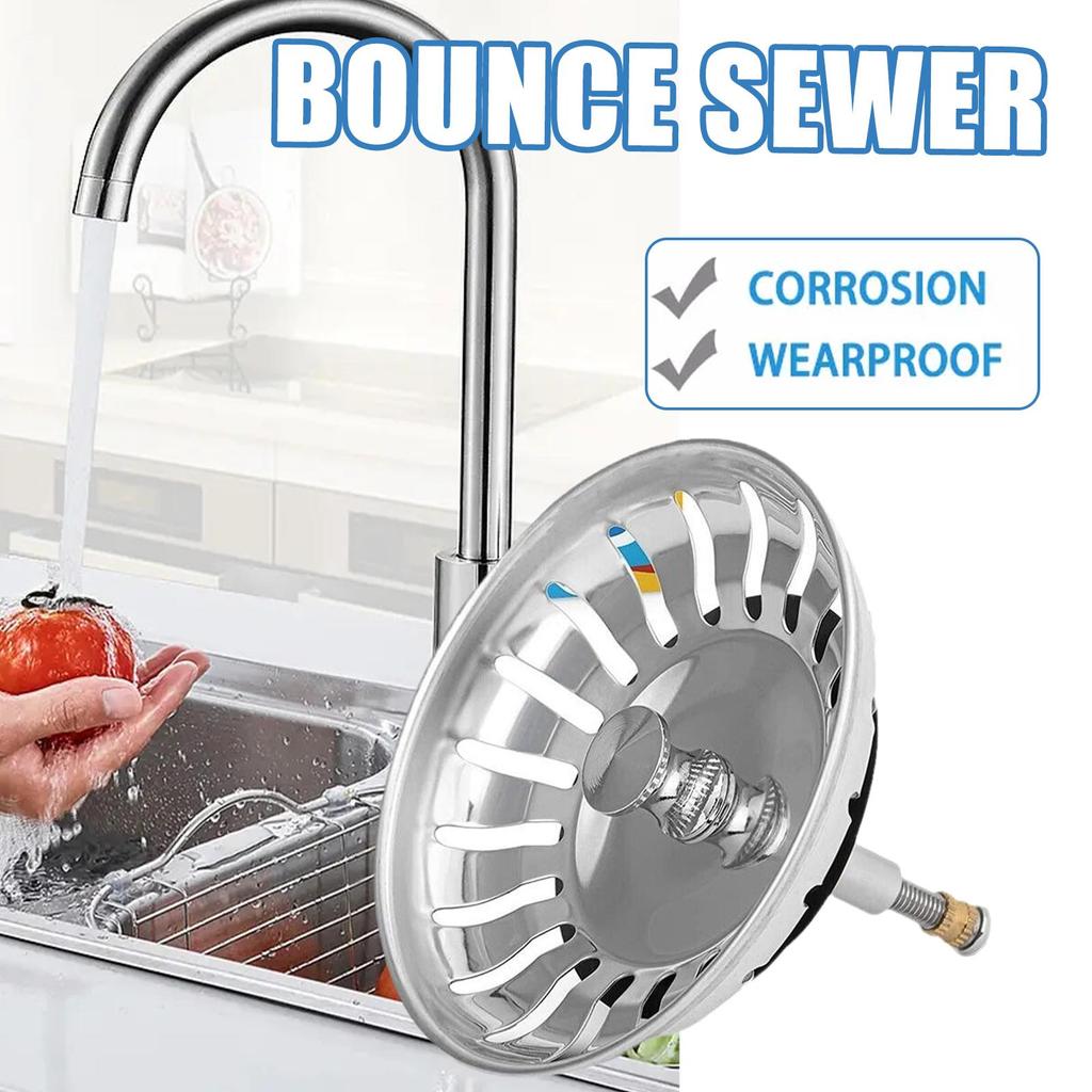 Kitchen Sink Strainer Stopper Steel Waste Sink Hair Bathroom Strainers Accessories Pl T3B9