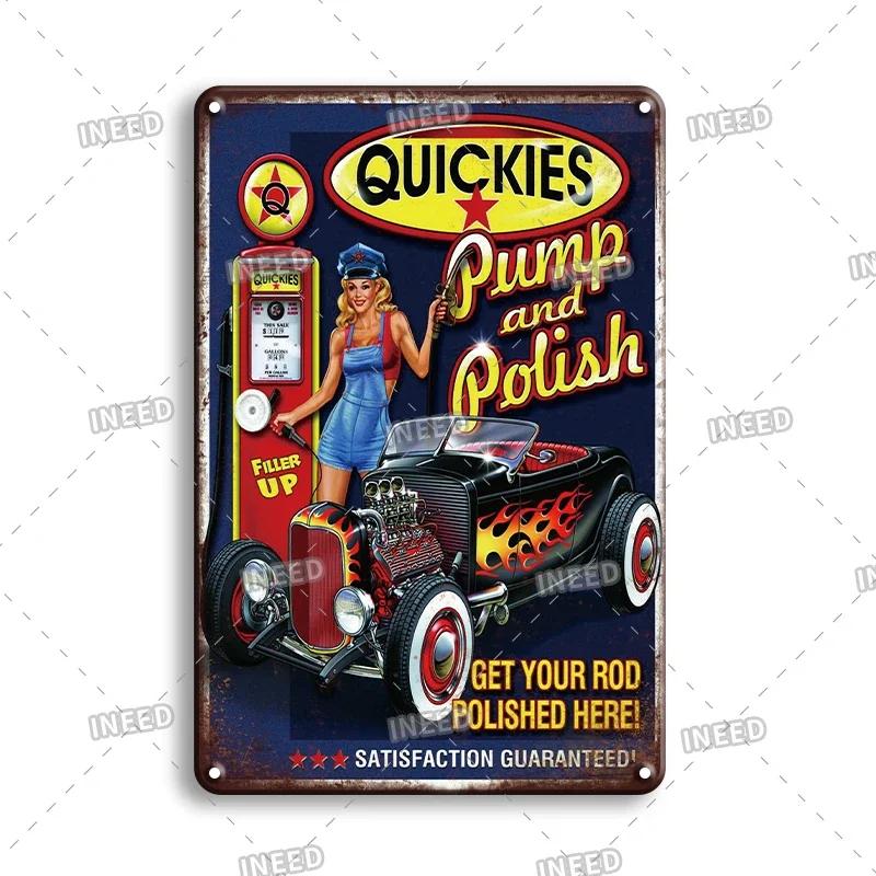 Ретро-сексуальная красота Алюминиевый плакат - Мужская металлическая табличка, Декор стены гаража, пещеры, мастерской