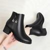 Women's Soft Leather Ankle Thick Heel Short Boots Casual Autumn Winter Thick  Shoes New  Korean Style Fashion Mom Boots