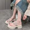 Women's Slippers Flat Beach Deluxe 2024 Rubber-soled Crystal Comfortable Platform Slippers Casual and Lightweight Sandals Women