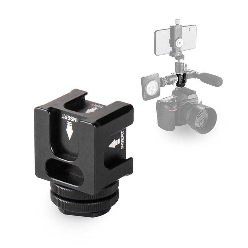 Universal Aluminium Alloy Cold Shoe Camera Mount Adapter with 4 Cold Shoe Mount 1/4 Inch Screw