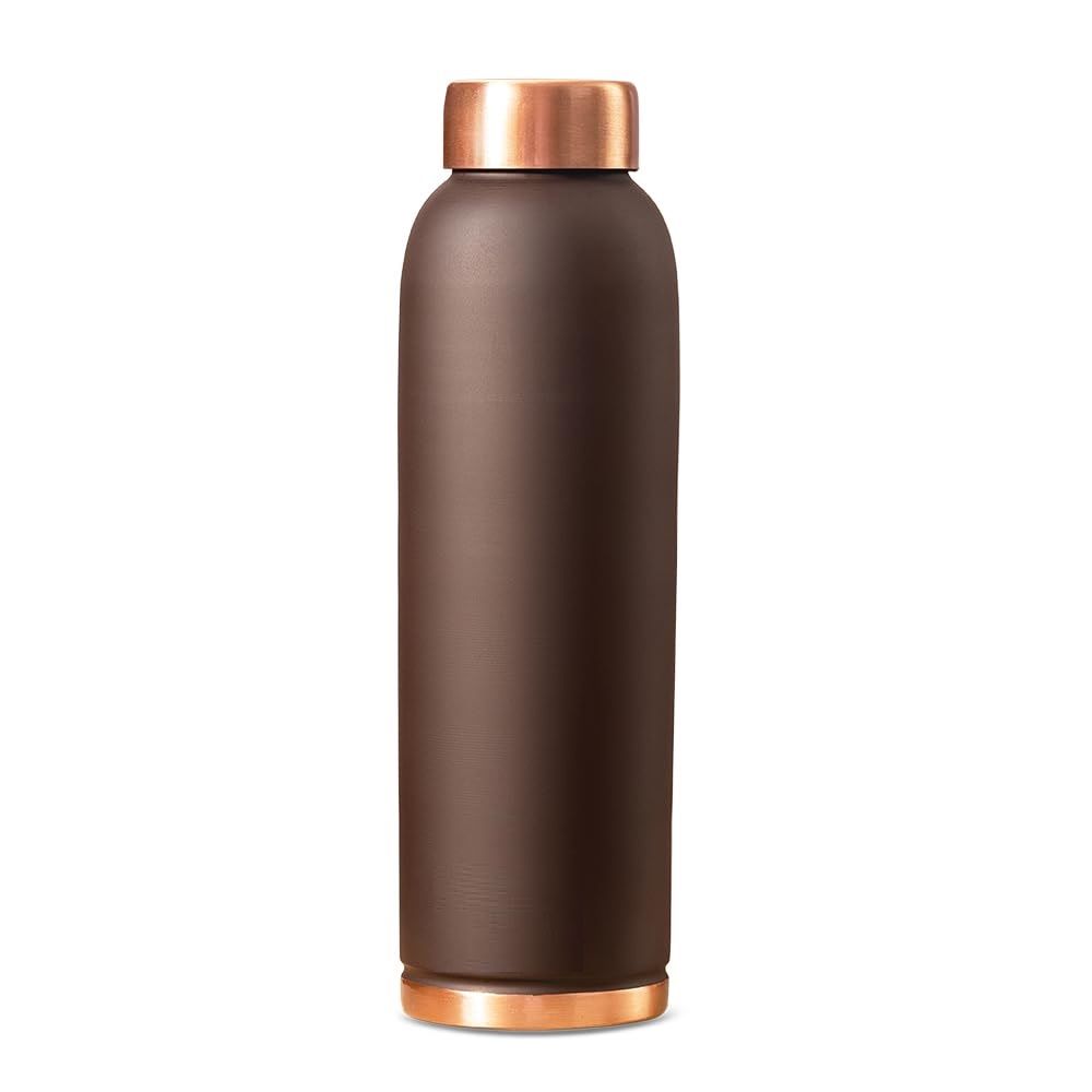 Colour Copper Bottle 1 Litre, Brown 100% Pure Copper, BPA Free & Leakproof with Anti-Oxidant Properties of Copper, for Home, School & Office