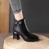 Women's Genuine Leather Pointed Toe Ankle Boots with Bowknot - Autumn/Winter Style, Plus Velvet, Mid-Calf, Temperament Martin Boots.