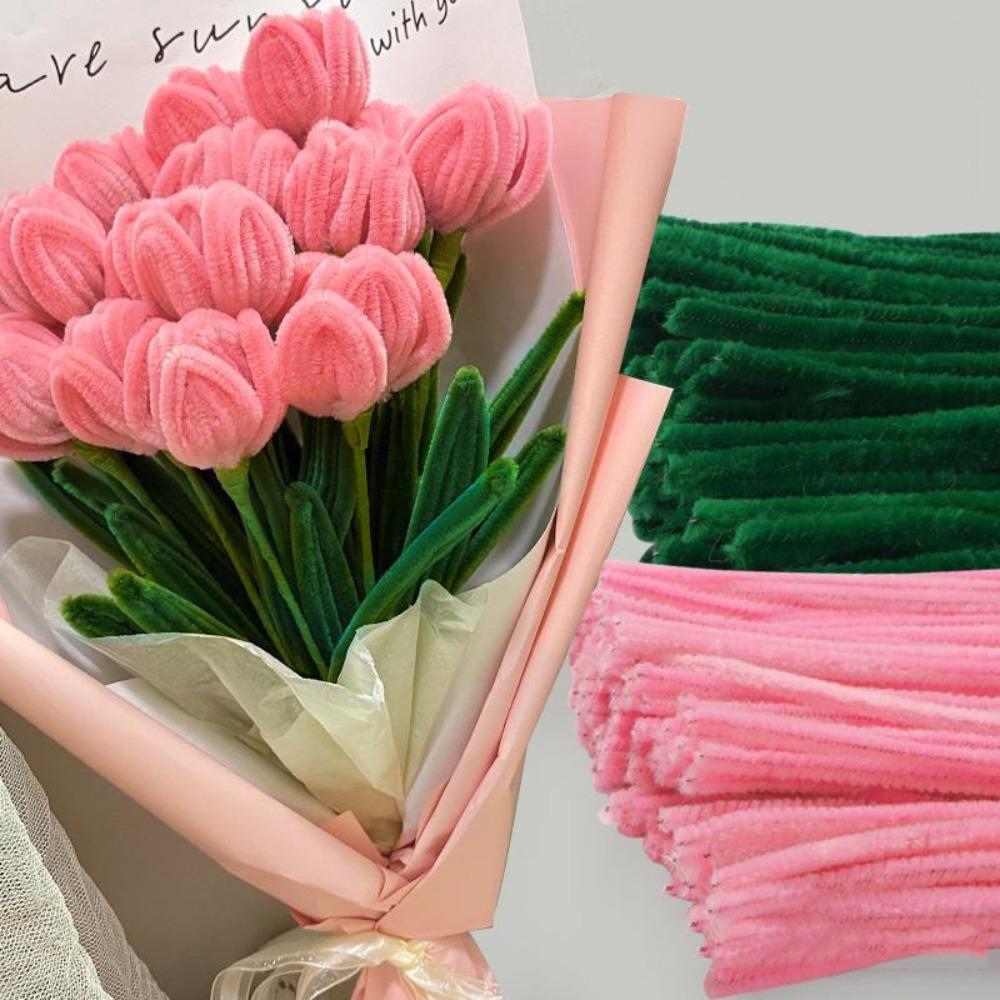 Material Package Macaron Color Fuzzy Wire Encrypted Fur DIY Flower Bouquet New Plush Strip