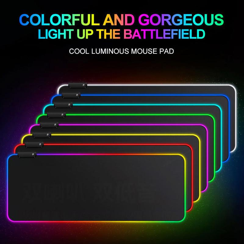 Extra Large Table Pad With Rgb Lighting, Thickened Mouse Pad In Pure Black, Cool