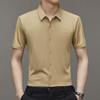 New Dad Wear Summer Seamless Short Sleeve Shirt Young and Middle-Aged Lapel Men Thin Shirt