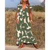 Summer Ladies A Line Dress With Geometric Print And V Neck For Casual Wear