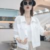 Женская белая прозрачная короткая куртка-рубашка на пуговицах с воротником, повседневная, свободного кроя, легкая верхняя одежда