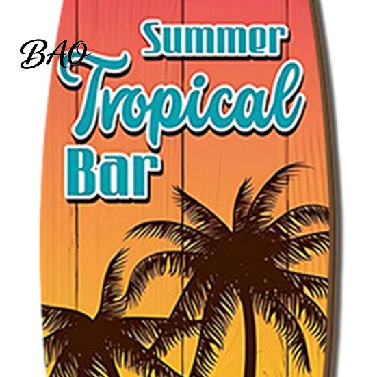 Outdoor Waterproof Sign Hawaiian Surfboard Wall Art, Wooden Tropical Beach Decor Sign, Summer Aloha Theme Hanging Plaque High-density Wood Board