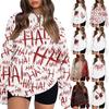 Women's Fashion Casual Long Sleeve Halloween Printed Neck Sweatshirt Top