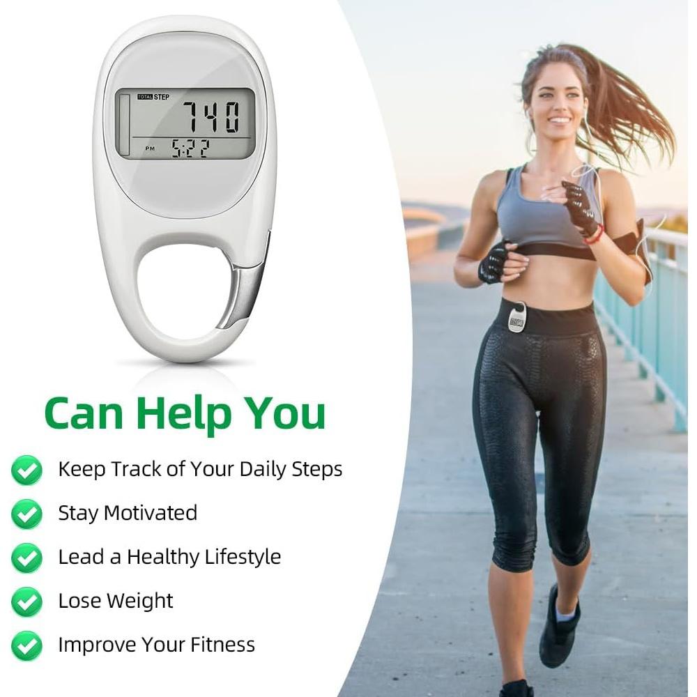 3D Pedometer with Clip, Pedometer for Walking, Large Screen Pedometer, Accurate Pedometer, Calorie Consumption, for Walking, Running, Sports
