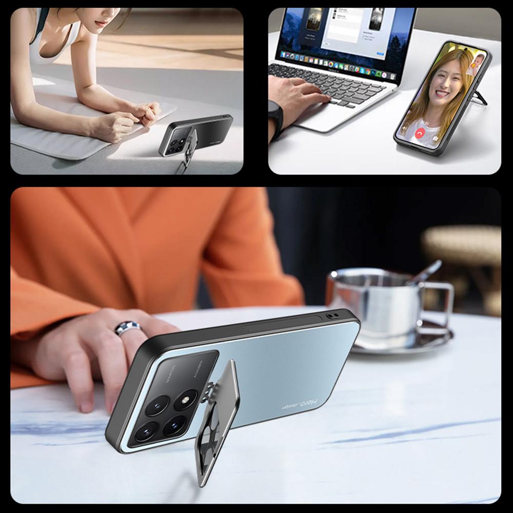 For Xiaomi Poco F6 Pro 5G/Redmi K70 5G/K70 Pro 5G Case with Lens Kickstand Shockproof PC+TPU Phone Cover