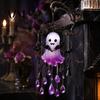 Holiday Wind Chime Halloween Ghost Decoration, Vintage Sun Catcher with Faux Crystal Drops Tassels, Acrylic Hanging Ornament for Party Window