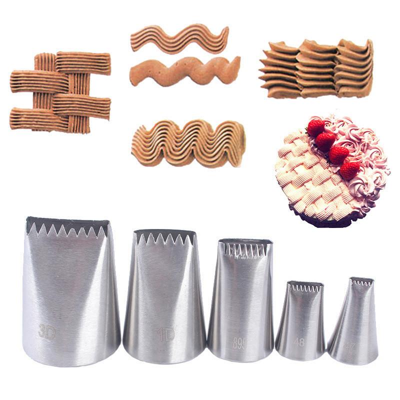 1/3/5/6Pcs Stainless Steel Cake Icing Piping Nozzle Basket Weave Pastry Tips Cake Cream Cupcake Sugar Craft Decorating Tools