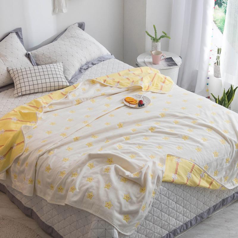 Мультяшное полностью хлопковое марлевое одеяло с 60 нитями, одинарное и двойное одеяло с кондиционером, летнее прохладное одеяло, универсальное всесезонное одеяло для обеда