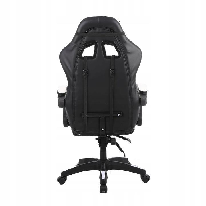 Fotel Gamingowy Ergonomiczny Obrotowy Ekoskóra Krzesło Biurowe Czarny Biały