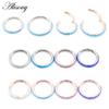Alisouy 1pc 316L Stainless Steel Opal Cartilage Earring Septum Clicker Nose Ring Hoop Segment Ring Daith Ring Piercing Jewelry