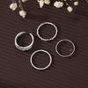 2024 4 Pieces Hip Hop Ring Personality Couple Matching Ring Wide Face Opening Women's Ring Index Finger Ring Chain Buckle Joint Ring Set