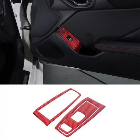 Red Carbon Fiber Interior Window Lift Switch Button Sticker For Subaru BRZ 22+