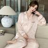Ice Silk Pajamas Women's Long Sleeve Spring and Autumn Home Clothes Silk Cardigan Pajamas Women's Jacket
