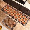 Retro Geometric Kitchen Mat Non-slip Floor Mats Plaid Carpets Entrance Doormat Absorbent Long Rug Hallway Area Rugs Alfombra