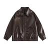 Модная корейская короткая кожаная куртка для мужской повседневной куртки из ПУ свободного коричневого стиля для весны и осени