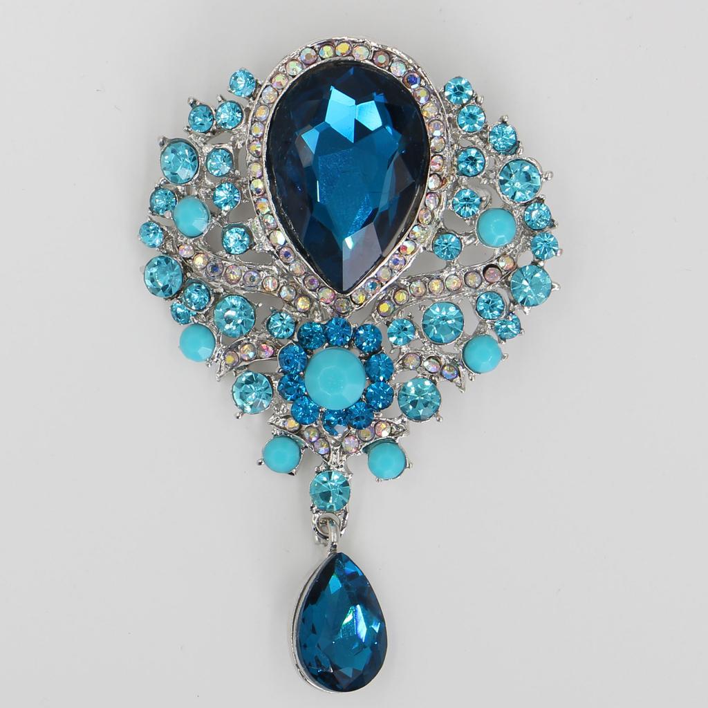 DIEZI Luxury Fashion Flower Bridal Brooches for Women Ladies Wedding Crystal Rhinestone Bouquet Brooch pins Dress Accessories