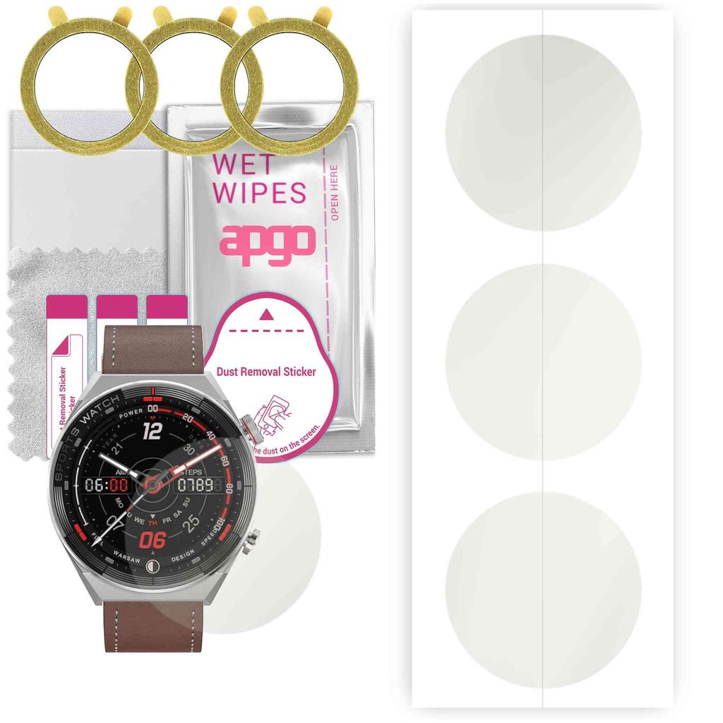 3x Apgo Hydrogel Matte Screen Protector for Watchmark Fashionwatch Maverick, Hydrogel Film, Flexible, Soft TPU with Positioning Layer Easy Installatio