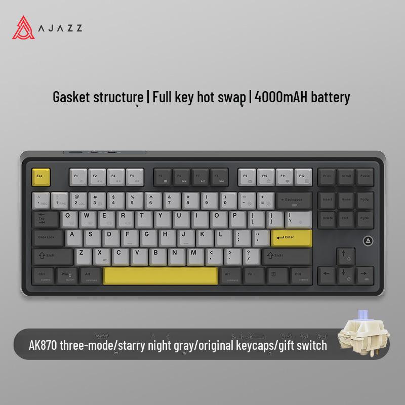 Беспроводная Bluetooth механическая клавиатура Black Duke AK870 - Магнитные переключатели, Настраиваемая с возможностью горячей замены, Цветной экран, Киберспортивная игровая.