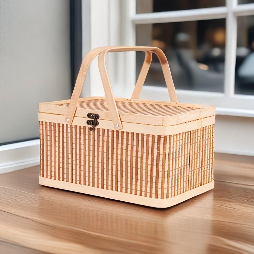 Natural Bamboo Basket Vintage Bread Storage Basket Egg Container Mid-Autumn Festival