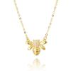 Chic Bee Pendant Necklace Lady Bright Zirconia Accessories for Wedding Delicate Insect Jewelry for Engagement Ceremony