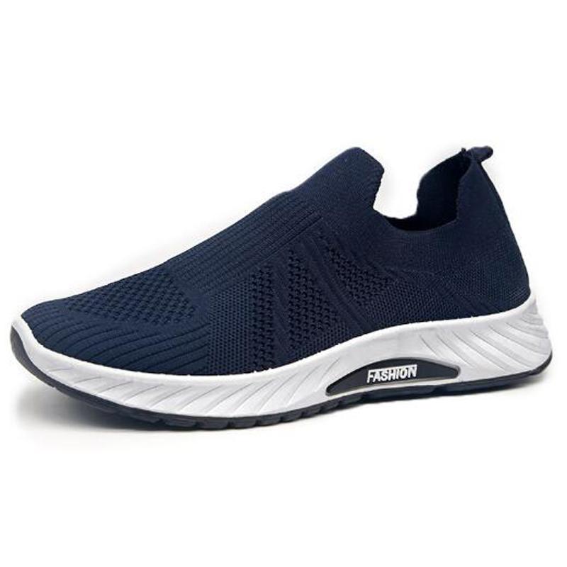 Модные мужские новые повседневные кроссовки Flying Woven Running Shoes Soft Sole Trend Men's Singles slip-on loafers Sneakers Shoes H474
