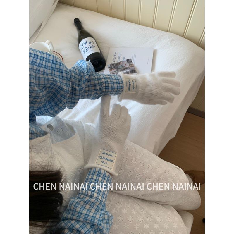 Перчатки без пальцев из смесовой кроличьей шерсти, синие, однотонные, свежие женские корейские осенне-зимние теплые перчатки без пальцев