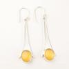 Oval Yellow Cat's Eye Gemstone 925 Silver Dangle Drop Anniversary Gift Earrings EE-136-37