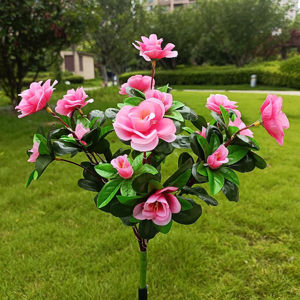 Solar Garden Light Silk Flower Decoration Solar Powered Flower Lights for Outdoor Garden Decor Realistic Design Easy for Patio