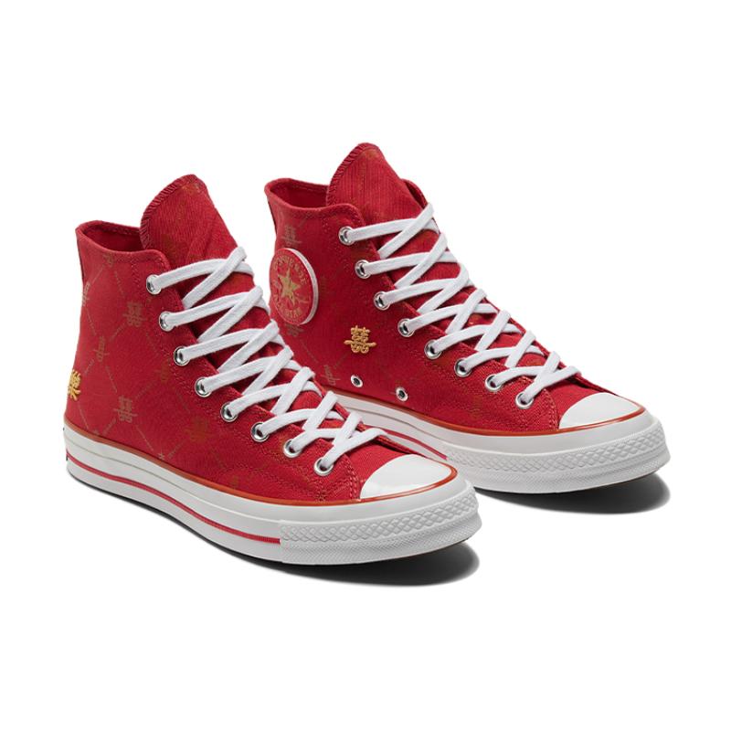 Converse Chuck 70 Удобные и универсальные высокие парусиновые кеды унисекс красного и золотого цвета