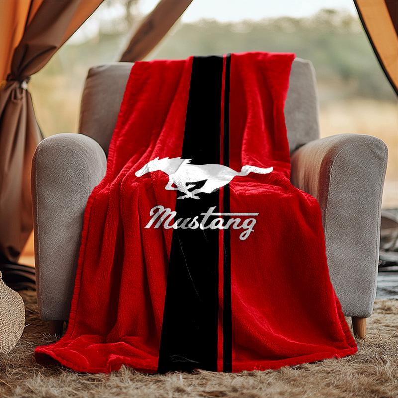 Mustang Flannel Blanket Soft Warm All-Season Throw, Design for Camping, Car Travel, Hiking Sofa, Bed, Office Perfect Gift for Parties