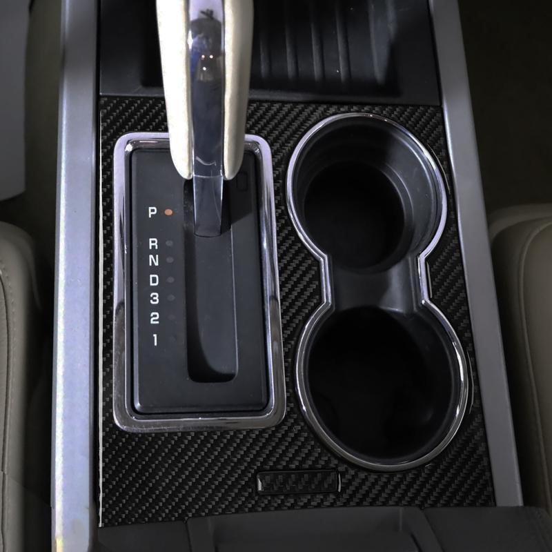 For Ford Expedition 2007-2014 Real Carbon Fiber Stickers Centre Gear Shift Water Cup Panel Car Accessories Interior Decorative