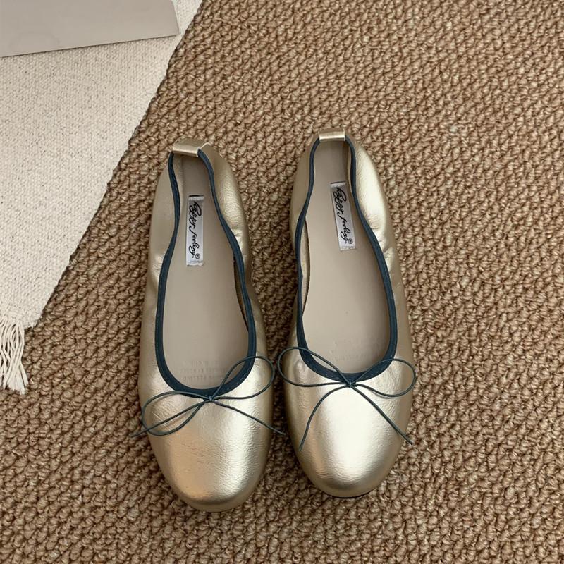 Fashion Bailamos Spring New Women's Round Toe Vintage Flats Soft Loafers Comfortable Leather Ballet Shoes Female Dress Shoes Mujer
