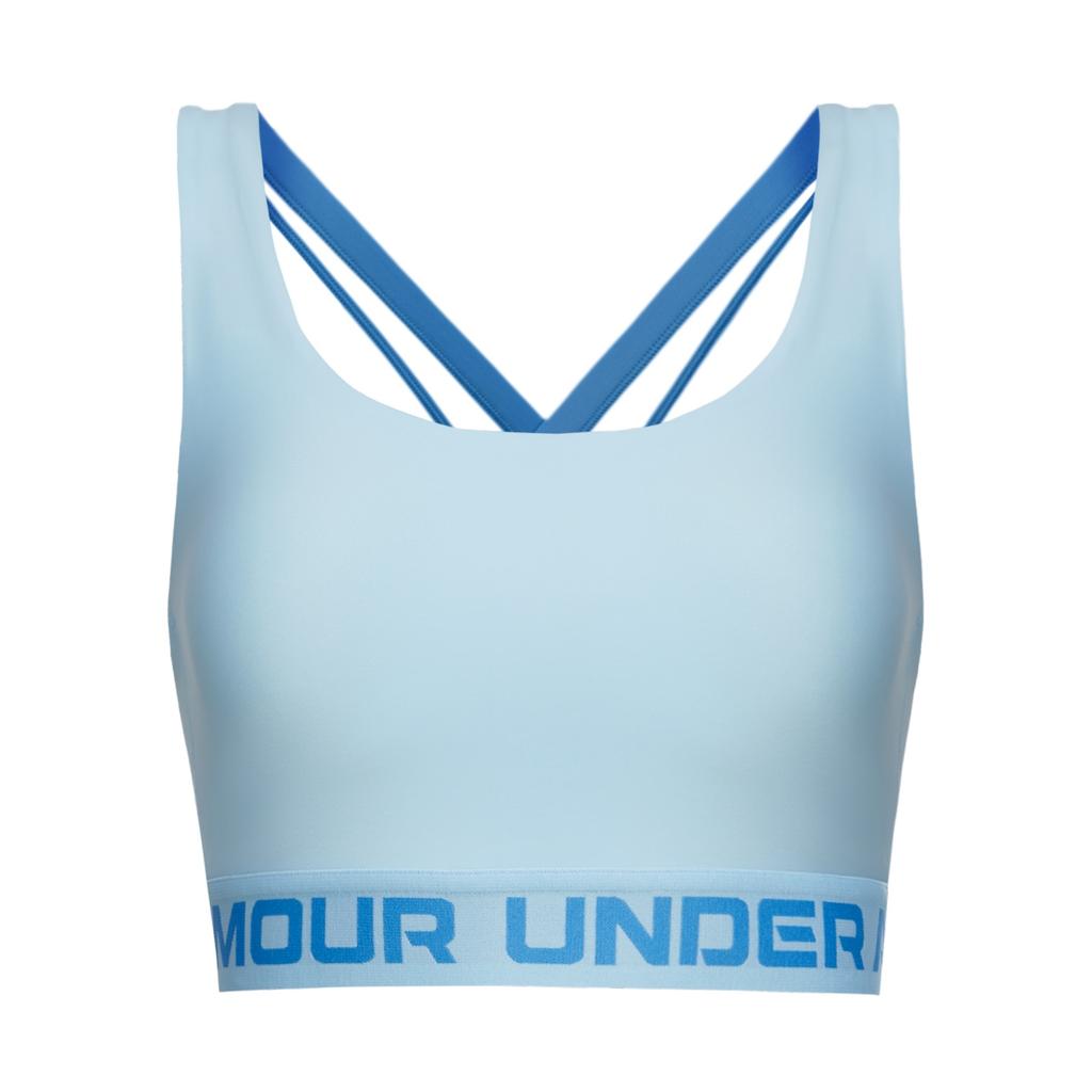 Under Armour Дышащий спортивный бюстгальтер для тренировок с принтом букв, простой, удобный, для фитнеса, женский, цвет Синий ручей 1390377-494