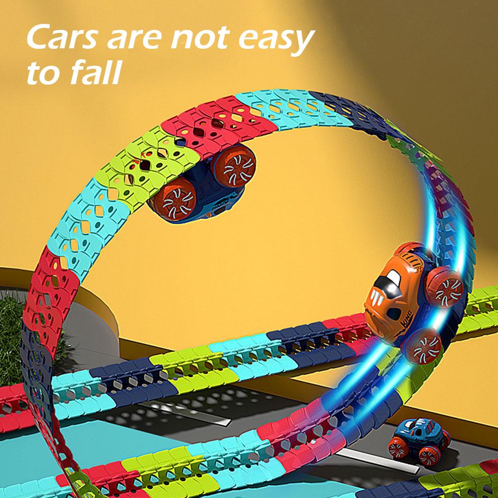 Electric Racing Car Track Toys with Flexible DIY Racing Assembly Track with Light Anti-gravity Track Bendable Vehicle Gifts